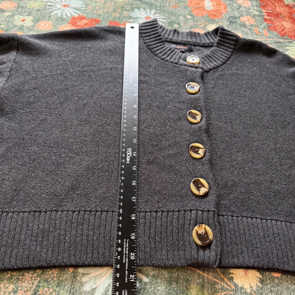 Quince 100% Organic Cotton Cropped Cardigan Charcoal Gray XL - Picture 5 of 10